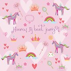 Verjaardagskaart roze met unicorns